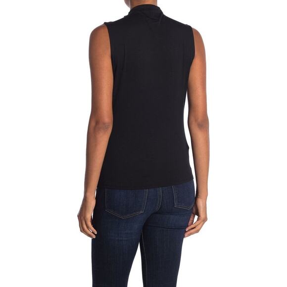 HALOGEN Black Lightweight Stretch Mock Neck Tank Nordstrom Designer Top Chic M - Picture 2 of 8